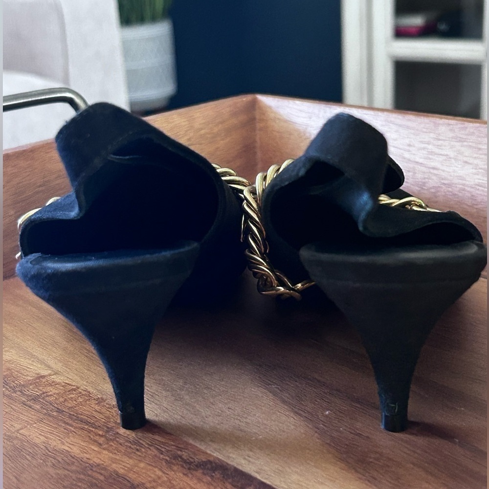 Burberry Black Suede Onwen Slingback Pumps Heels | Size 38.5 | 8.5 US Italian - Picture 7 of 12